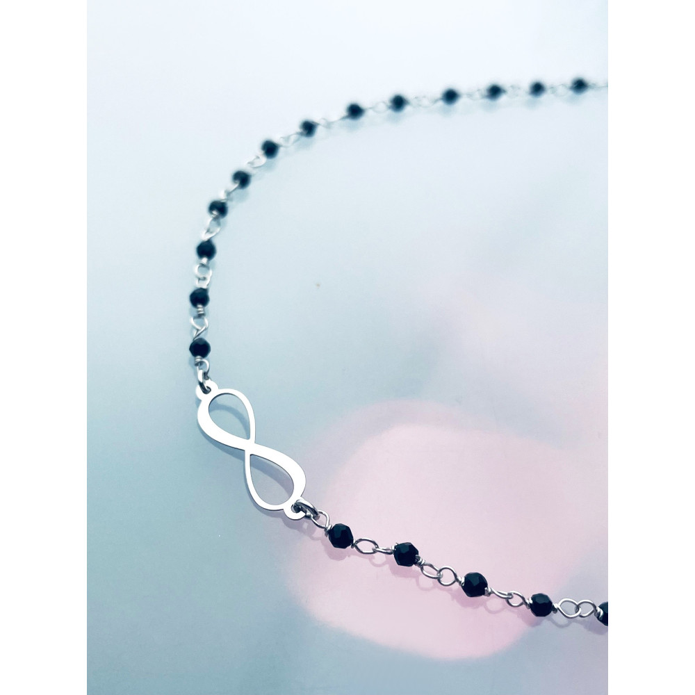 Infinity 925 Silber Halskette mit Onyx Halsband Damen