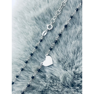 Herz 925 Silber Halskette mit Onyx Halsband Damen