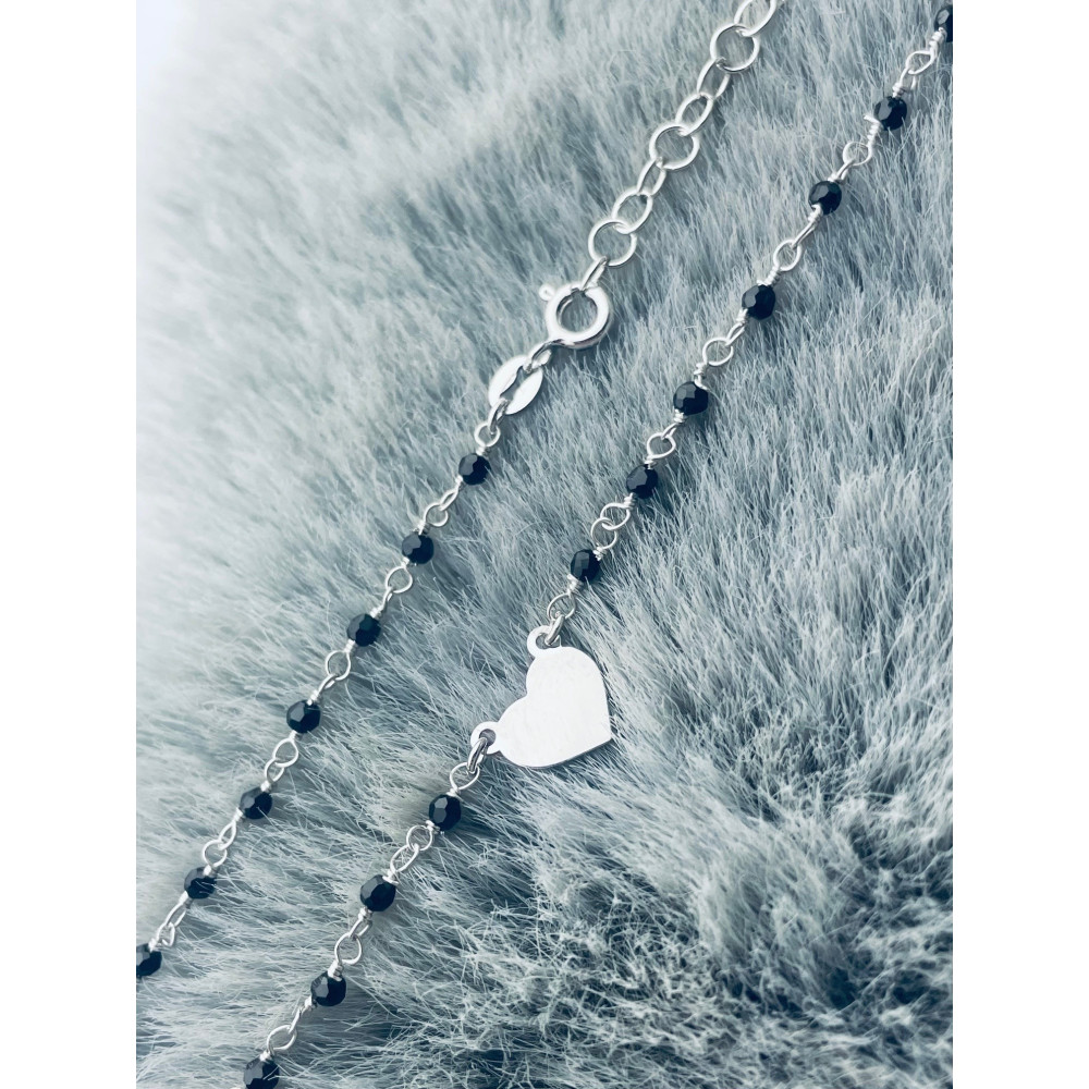 Srebrny naszyjnik z onyksem serce serduszko