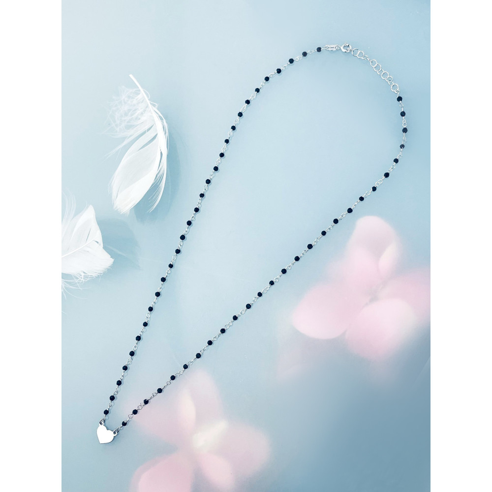 Herz 925 Silber Halskette mit Onyx Halsband Damen