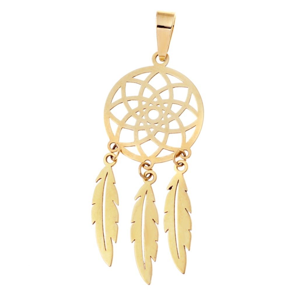 Złoty wisiorek zawieszka łapacz snów