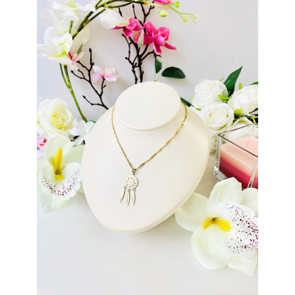 Złoty wisiorek zawieszka łapacz snów