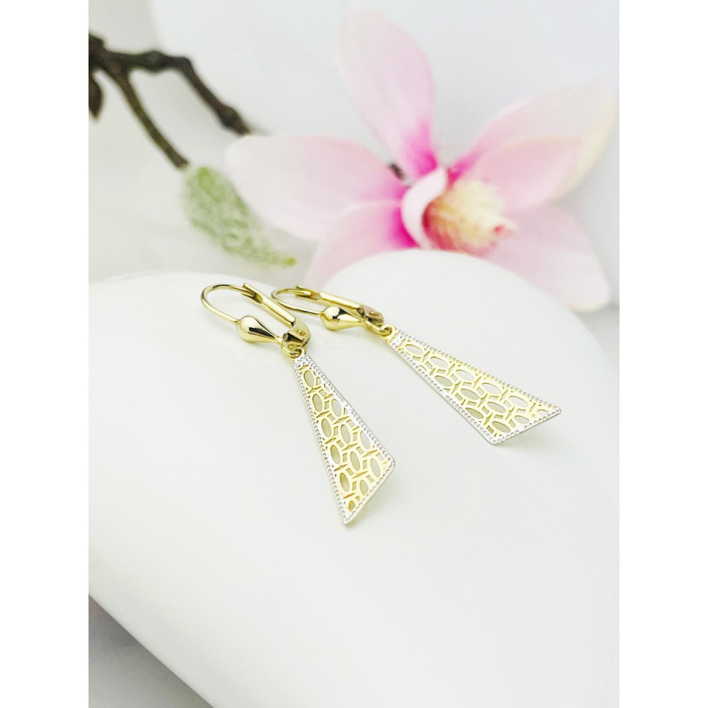 Triangel Gold Ohrringe Ohrhänger Ohrstecker Ohrschmuck Paar Gelbgold 585er 14KT