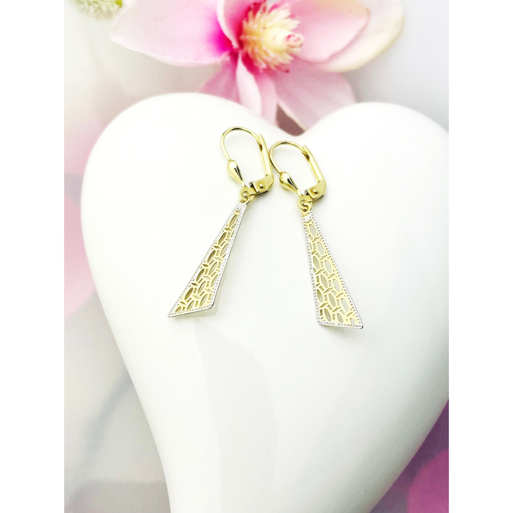 Triangel Gold Ohrringe Ohrhänger Ohrstecker Ohrschmuck Paar Gelbgold 585er 14KT