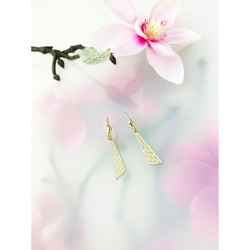 Triangel Gold Ohrringe Ohrhänger Ohrstecker Ohrschmuck Paar Gelbgold 585er 14KT