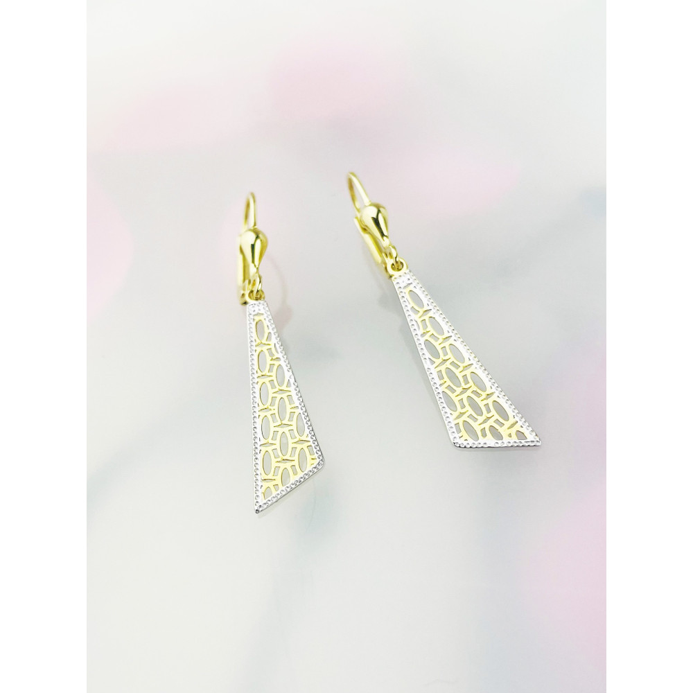 Triangel Gold Ohrringe Ohrhänger Ohrstecker Ohrschmuck Paar Gelbgold 585er 14KT