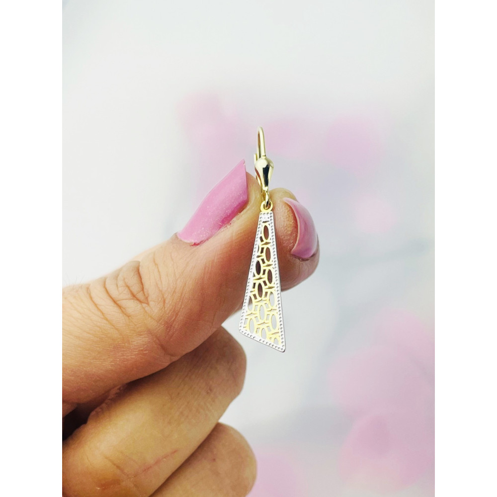 Triangel Gold Ohrringe Ohrhänger Ohrstecker Ohrschmuck Paar Gelbgold 585er 14KT