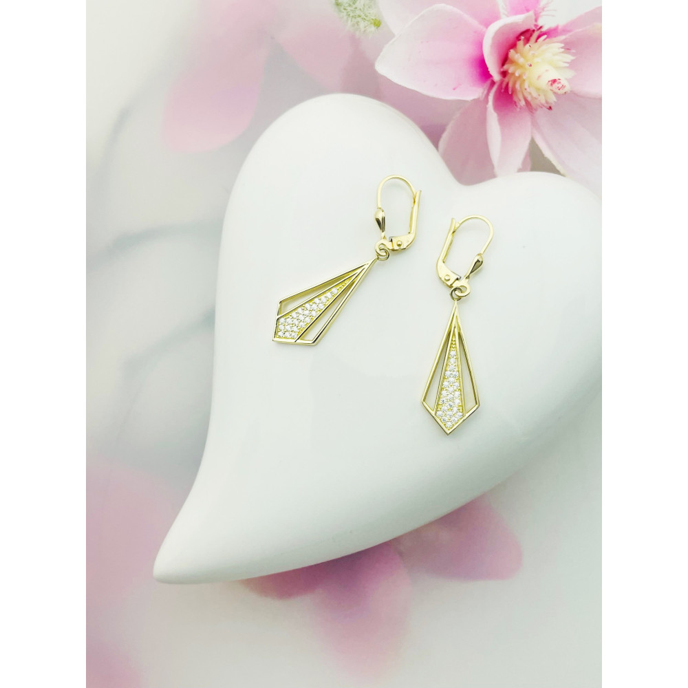 Gold Ohrringe mit Zirkonia Ohrhänger Ohrstecker Ohrschmuck Paar Gelbgold 585er 14KT