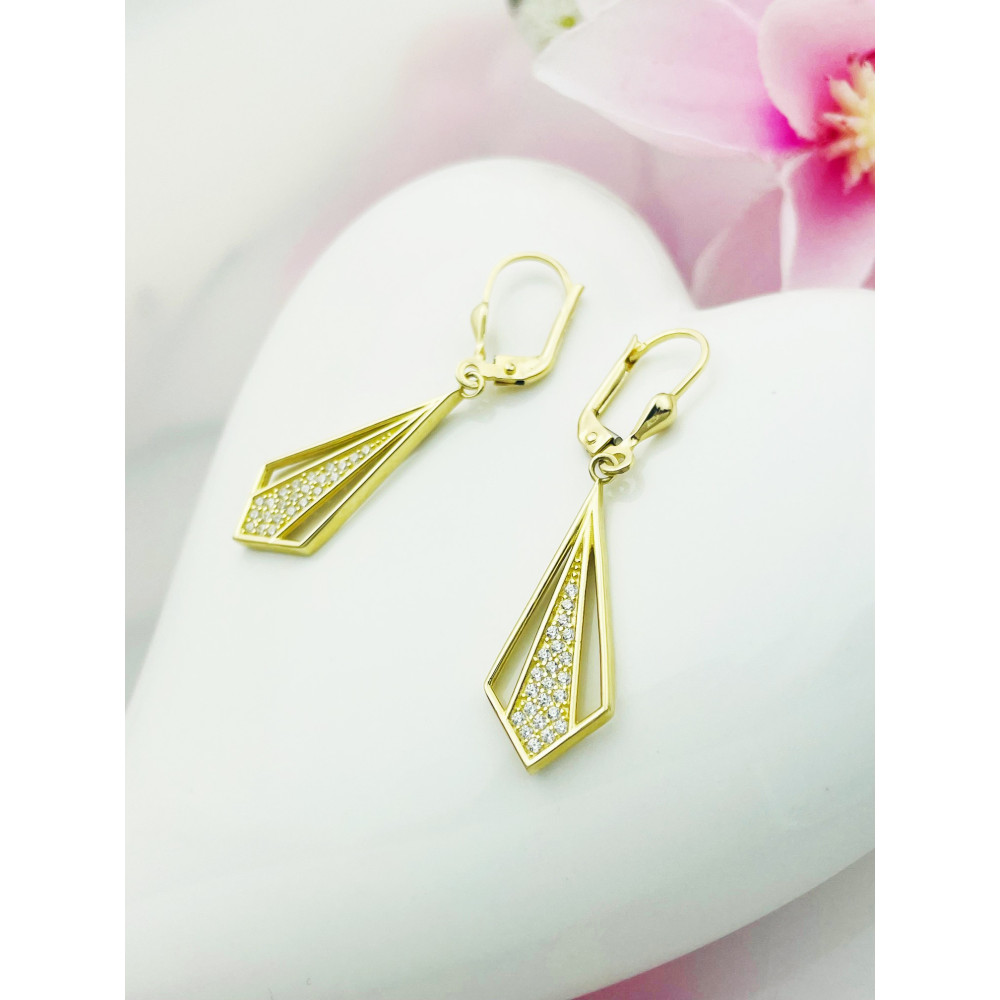 Gold Ohrringe mit Zirkonia Ohrhänger Ohrstecker Ohrschmuck Paar Gelbgold 585er 14KT