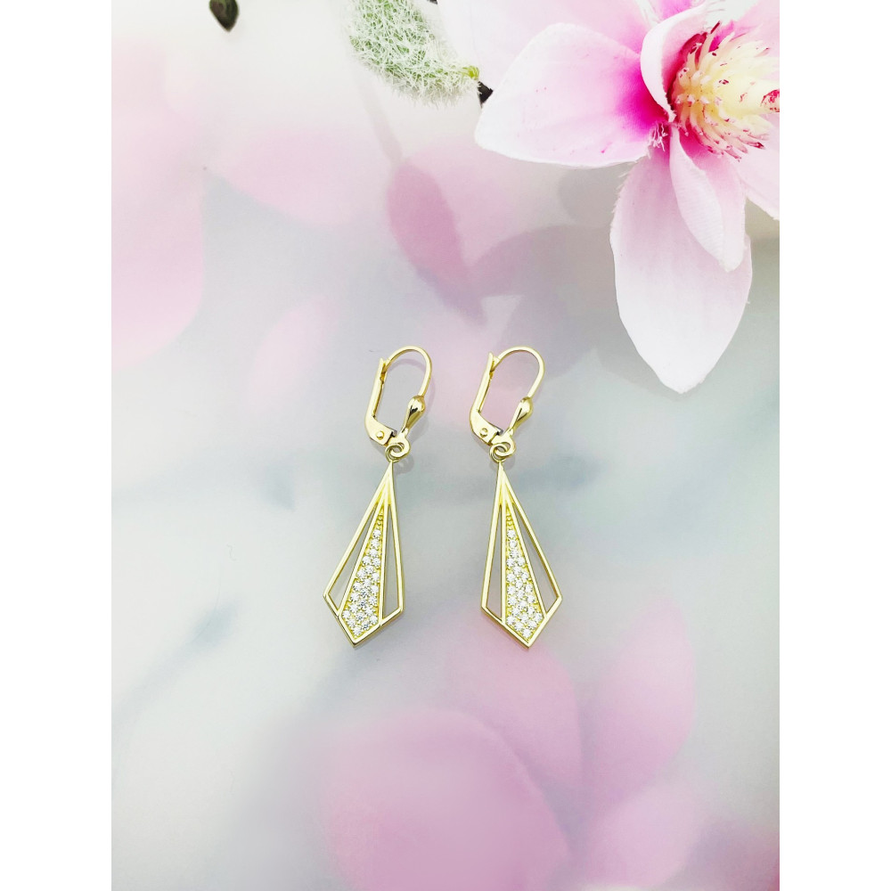 Gold Ohrringe mit Zirkonia Ohrhänger Ohrstecker Ohrschmuck Paar Gelbgold 585er 14KT