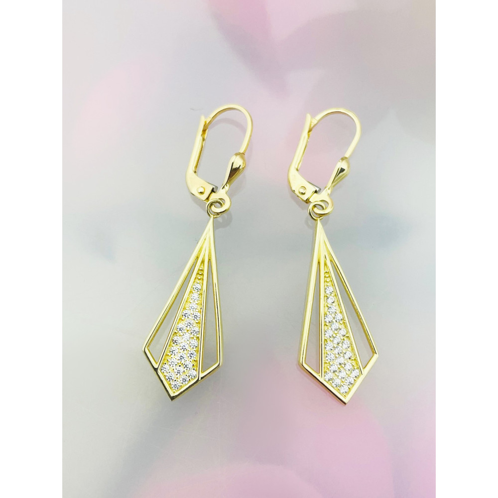 Gold Ohrringe mit Zirkonia Ohrhänger Ohrstecker Ohrschmuck Paar Gelbgold 585er 14KT