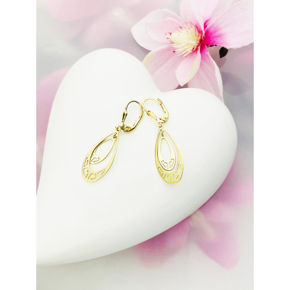 Träne Gold Ohrringe Ohrhänger Ohrstecker Ohrschmuck Paar Gelbgold 585er 14KT