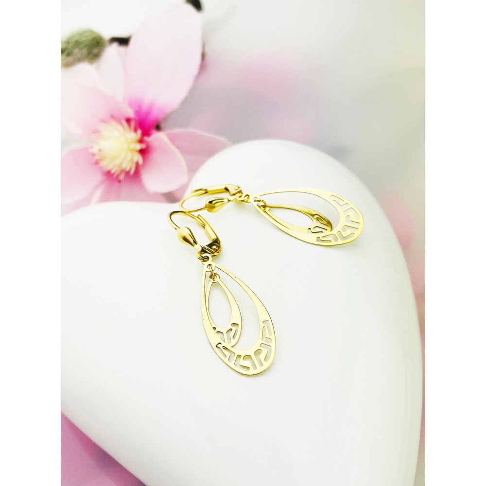 Träne Gold Ohrringe Ohrhänger Ohrstecker Ohrschmuck Paar Gelbgold 585er 14KT