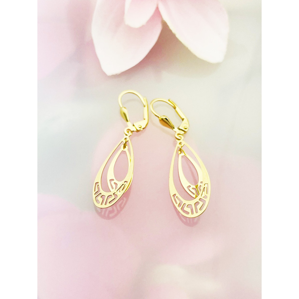 Träne Gold Ohrringe Ohrhänger Ohrstecker Ohrschmuck Paar Gelbgold 585er 14KT