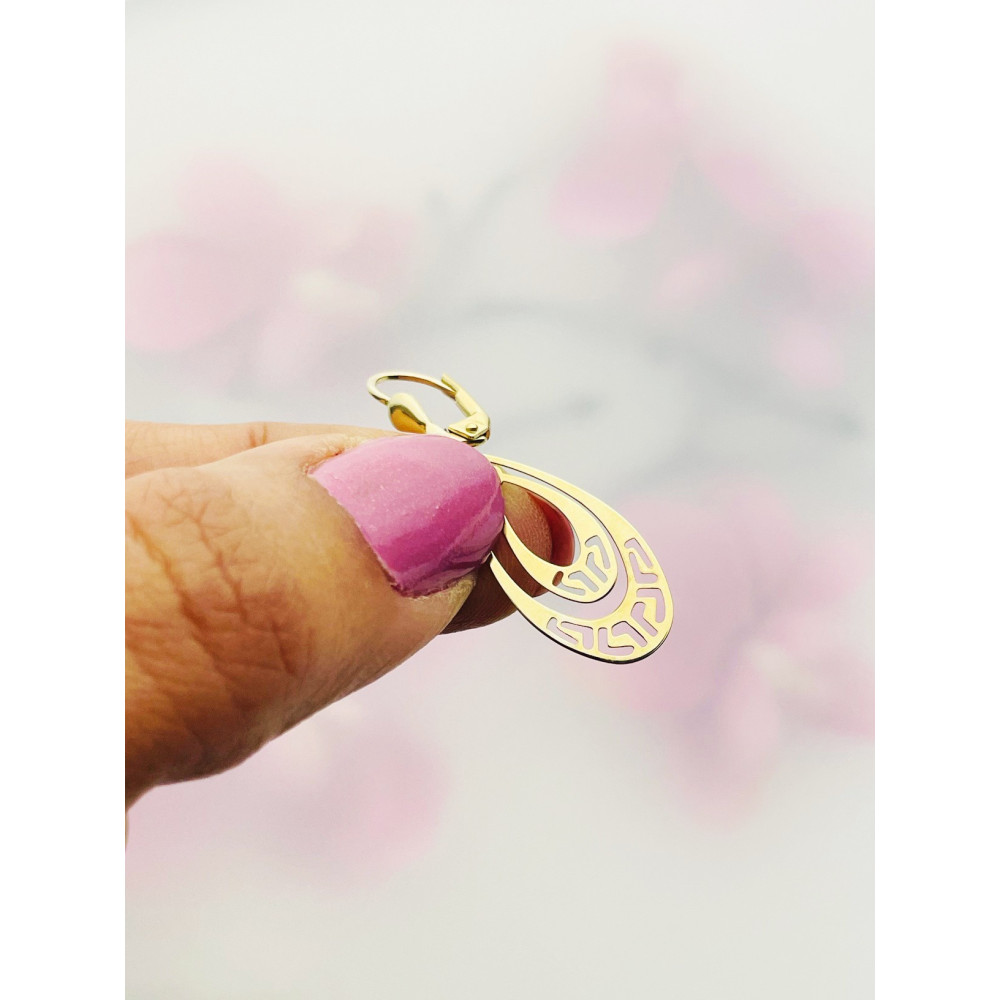 Träne Gold Ohrringe Ohrhänger Ohrstecker Ohrschmuck Paar Gelbgold 585er 14KT