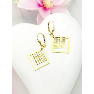 Quadrat Gold Ohrringe Ohrhänger Ohrstecker Ohrschmuck Paar Gelbgold 585er 14KT