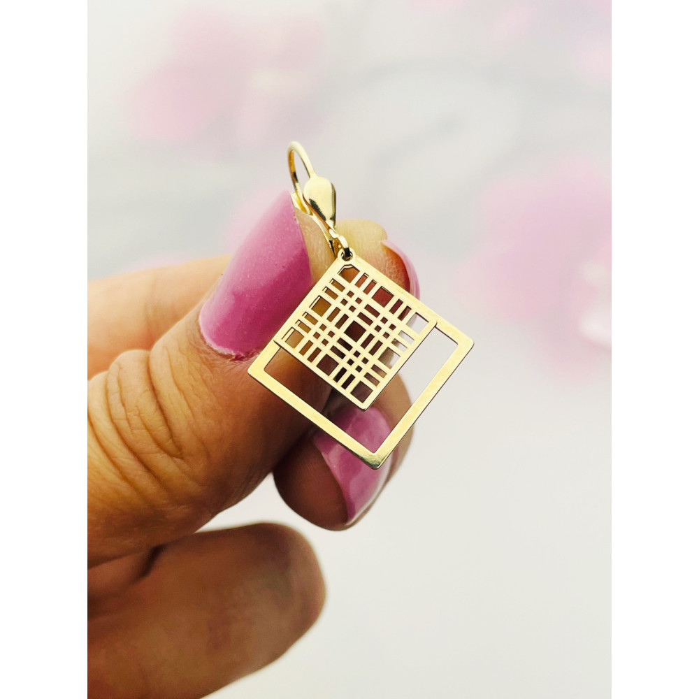 Quadrat Gold Ohrringe Ohrhänger Ohrstecker Ohrschmuck Paar Gelbgold 585er 14KT