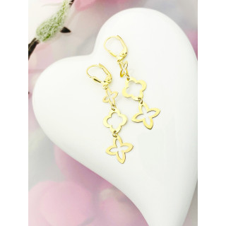 Blume Gold Ohrringe Ohrhänger Ohrstecker Ohrschmuck Paar Gelbgold 585er 14KT