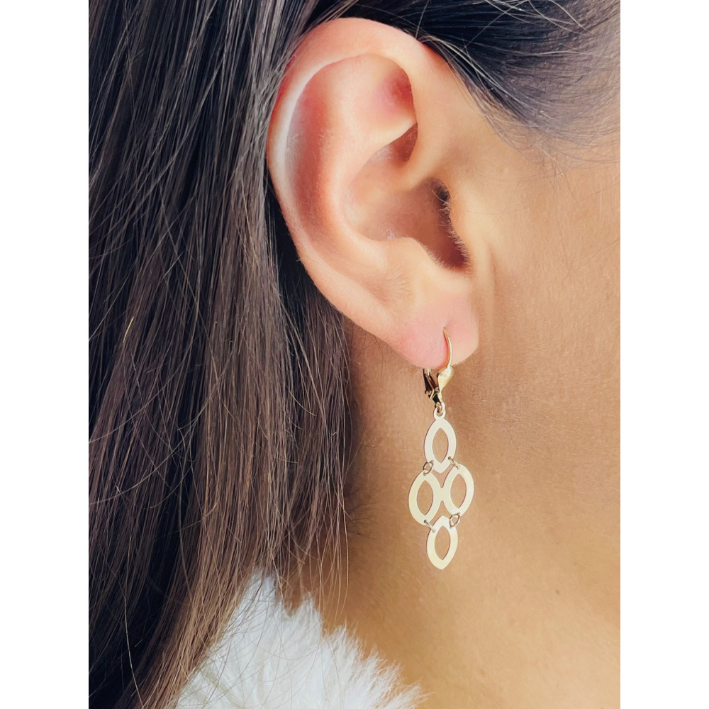 Złote kolczyki wiszące kółeczka owale