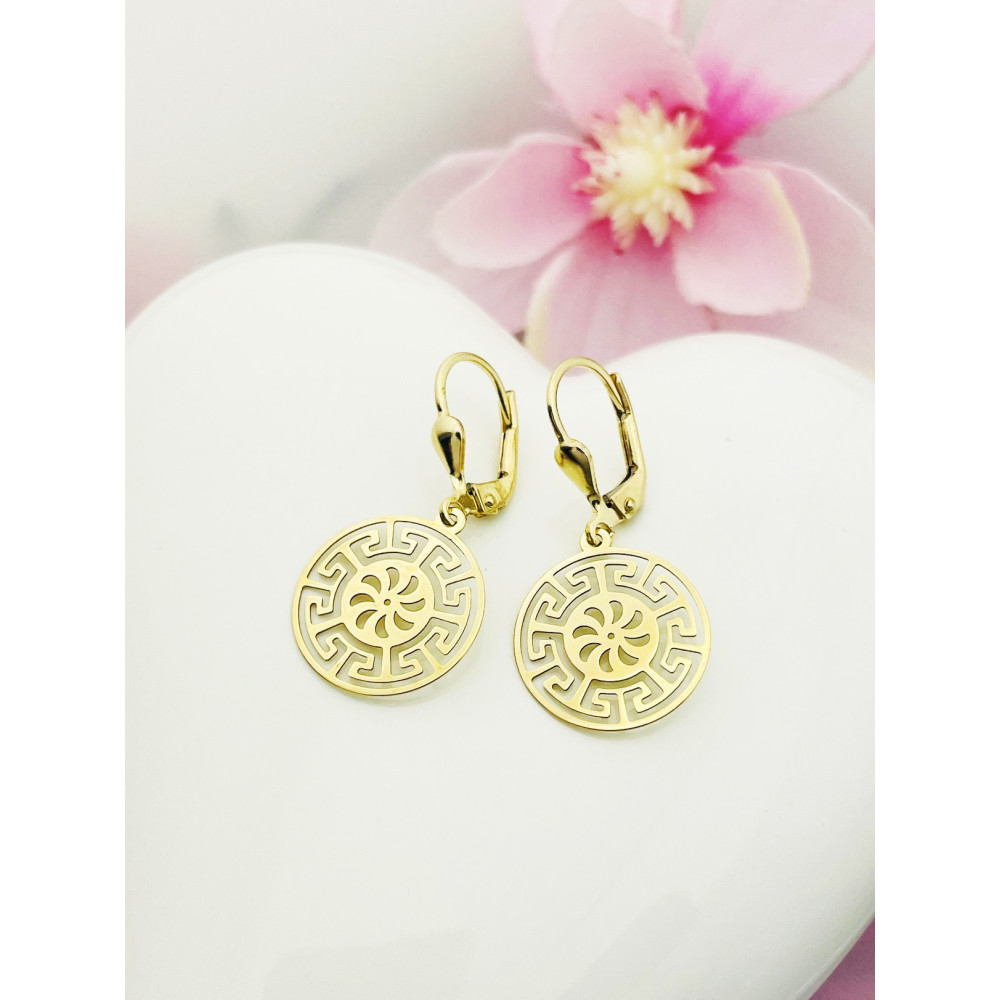 Kreis Gold Ohrringe Ohrhänger Ohrstecker Ohrschmuck Paar Gelbgold 585er 14KT