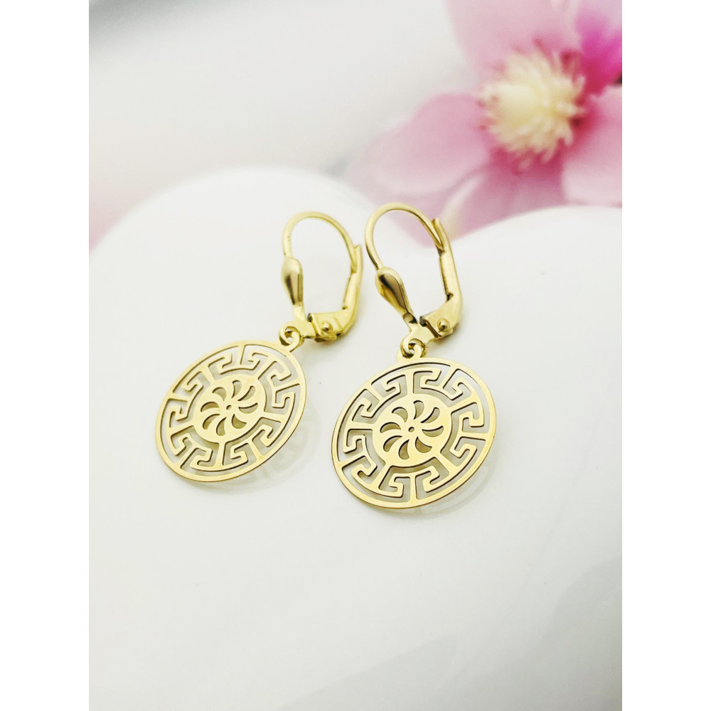 Kreis Gold Ohrringe Ohrhänger Ohrstecker Ohrschmuck Paar Gelbgold 585er 14KT