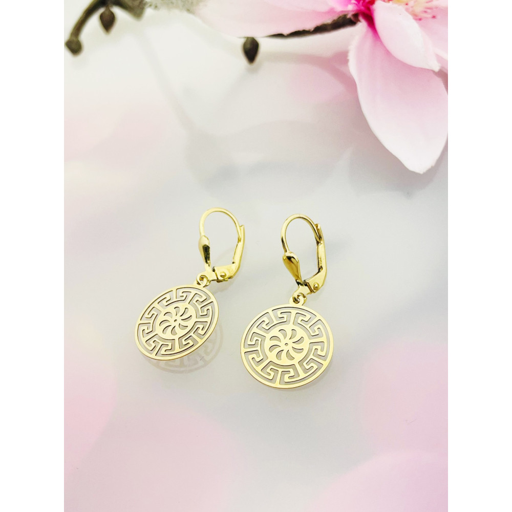 Kreis Gold Ohrringe Ohrhänger Ohrstecker Ohrschmuck Paar Gelbgold 585er 14KT