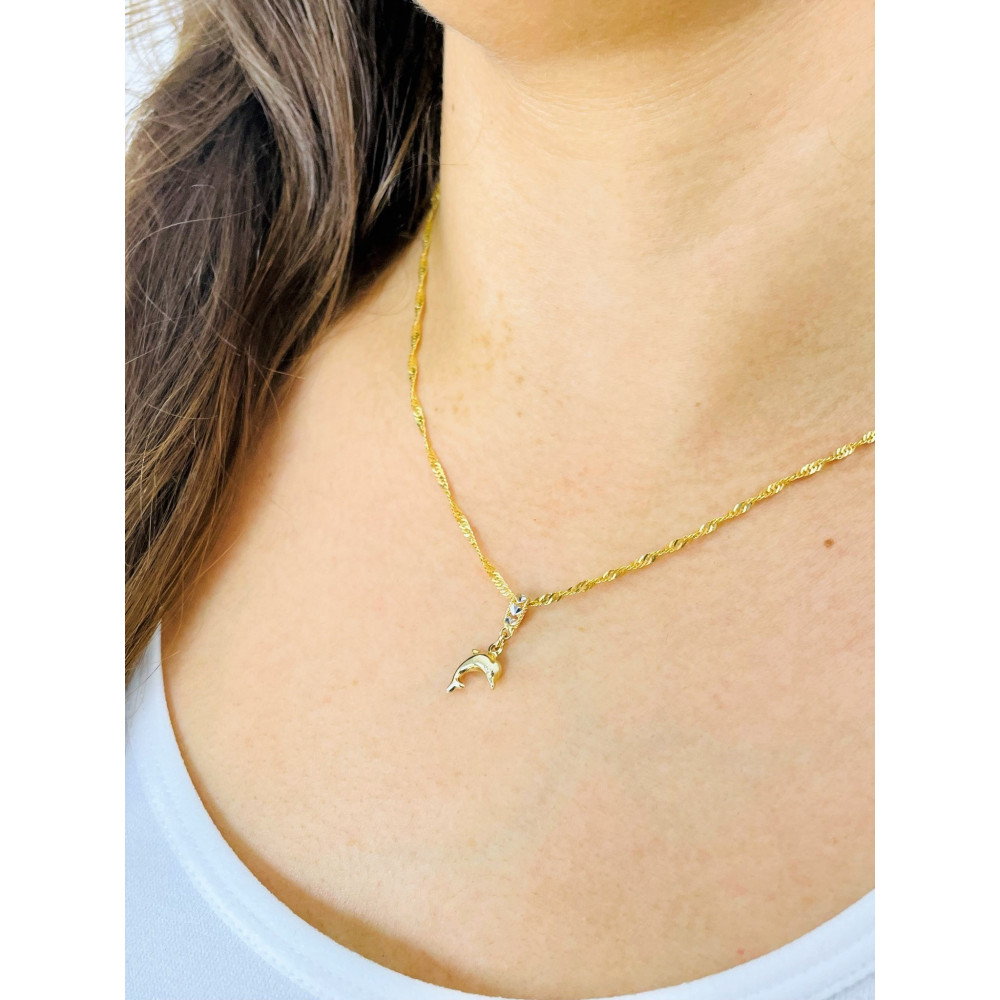 Złota zawieszka wisiorek delfin