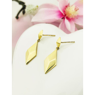 Rhombus Gold Ohrringe Ohrhänger Ohrstecker Ohrschmuck Paar Gelbgold 585er 14KT