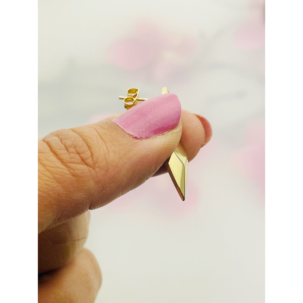 Rhombus Gold Ohrringe Ohrhänger Ohrstecker Ohrschmuck Paar Gelbgold 585er 14KT