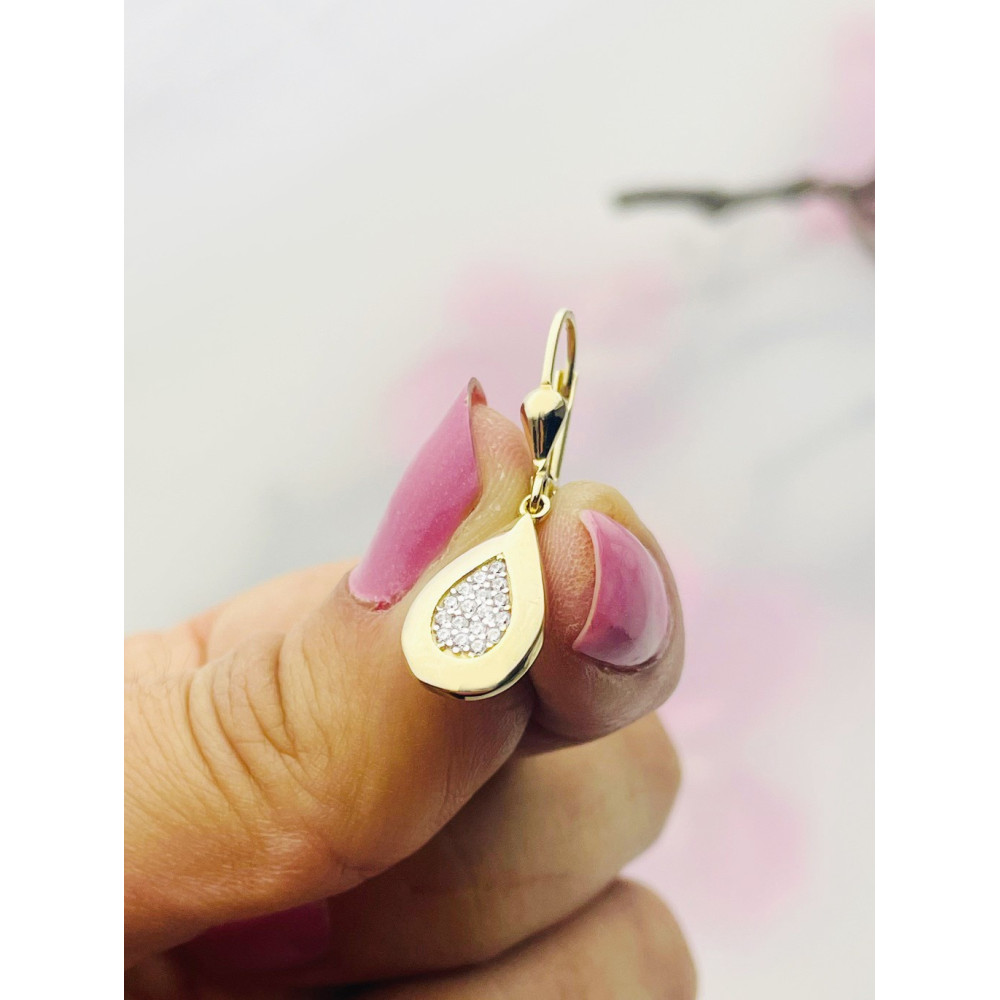 Träne Gold Ohrringe mit Zirkonia Ohrhänger Ohrstecker Ohrschmuck Paar Gelbgold 585er 14KT