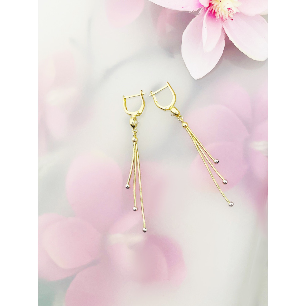 Kugel Gold Ohrringe mit Zirkonia Ohrhänger Ohrstecker Ohrschmuck Paar Gelbgold 585er 14KT