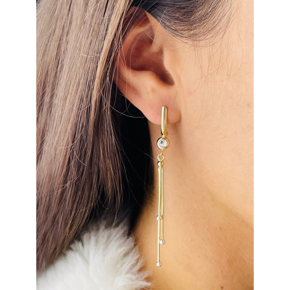 Kugel Gold Ohrringe mit Zirkonia Ohrhänger Ohrstecker Ohrschmuck Paar Gelbgold 585er 14KT