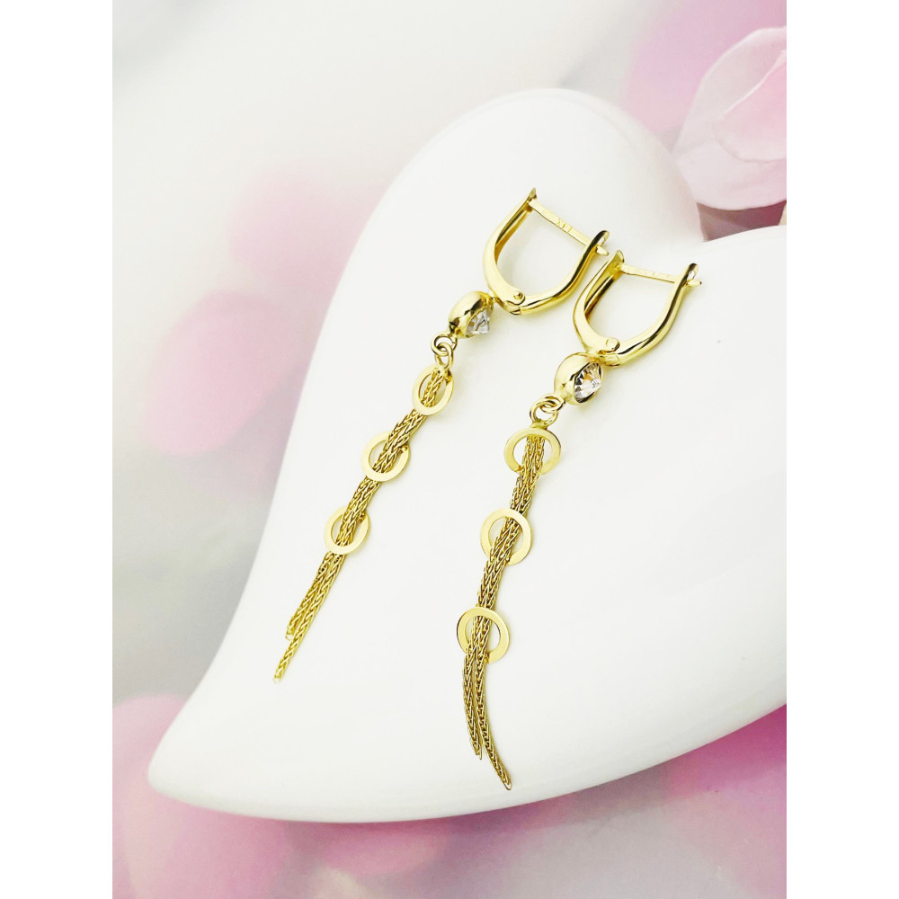 Kreis Gold Ohrringe mit Zirkonia Ohrhänger Ohrstecker Ohrschmuck Paar Gelbgold 585er 14KT