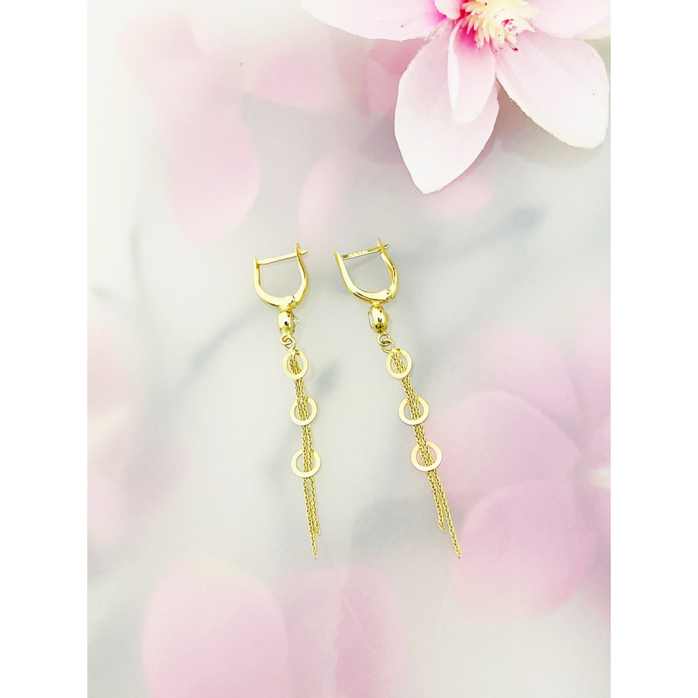 Kreis Gold Ohrringe mit Zirkonia Ohrhänger Ohrstecker Ohrschmuck Paar Gelbgold 585er 14KT