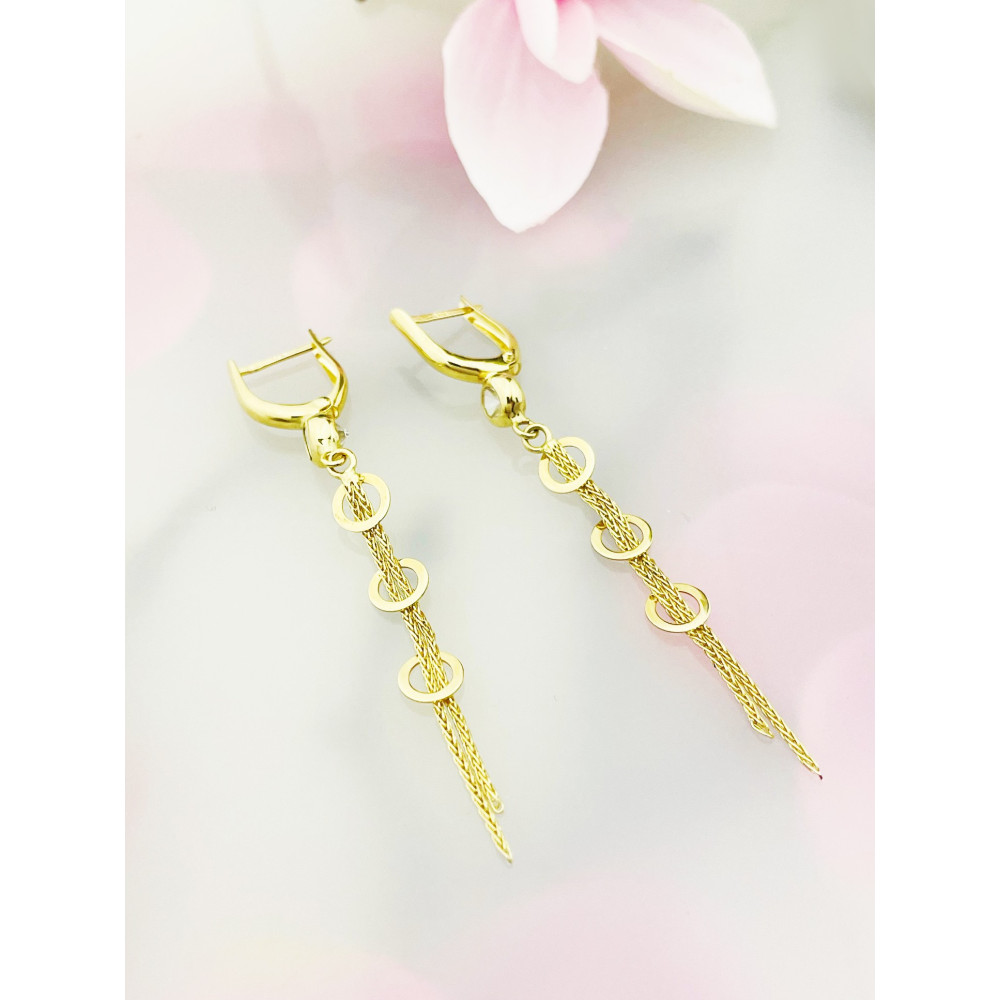 Kreis Gold Ohrringe mit Zirkonia Ohrhänger Ohrstecker Ohrschmuck Paar Gelbgold 585er 14KT