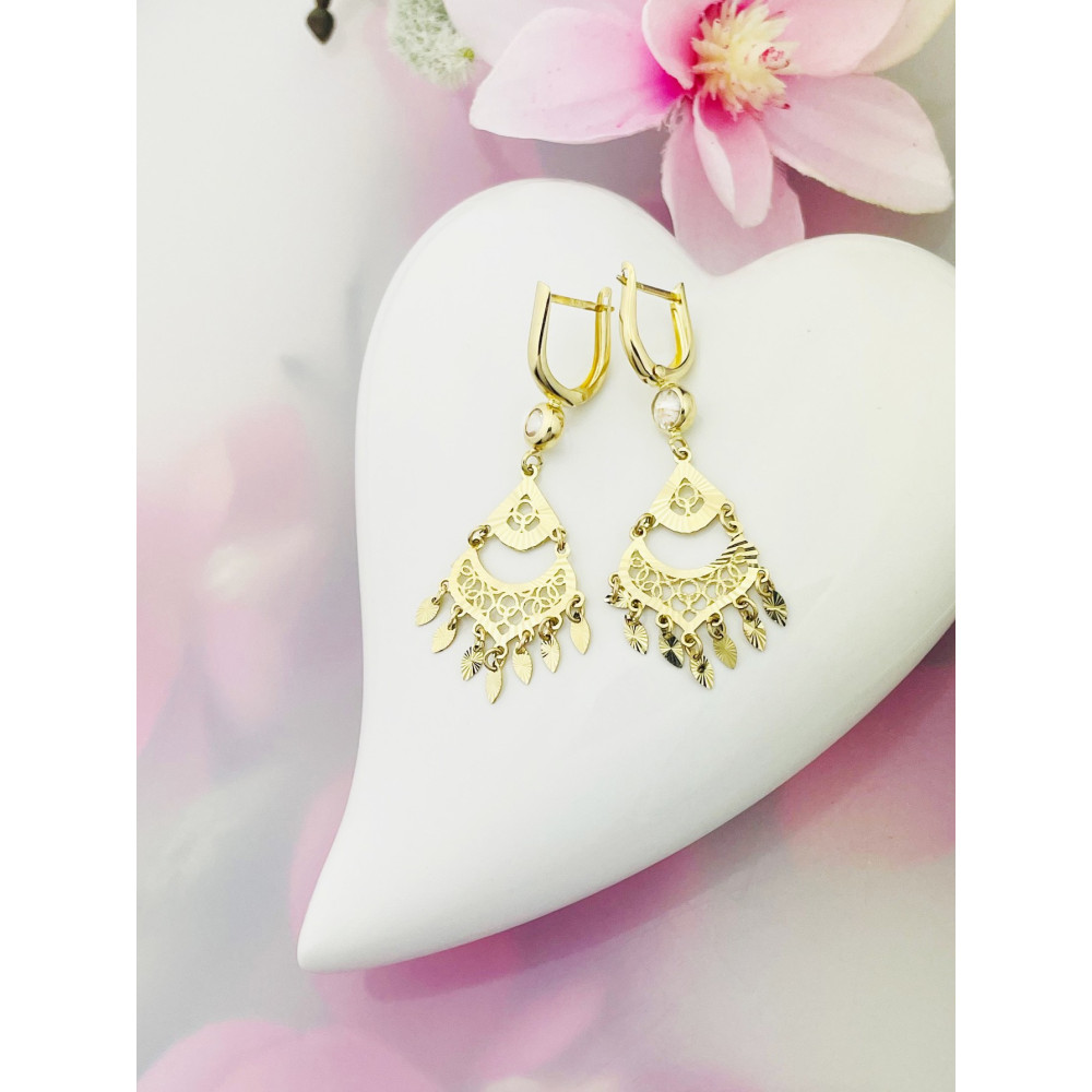 Gold Ohrringe mit Zirkonia Ohrhänger Ohrstecker Ohrschmuck Paar Gelbgold 585er 14KT