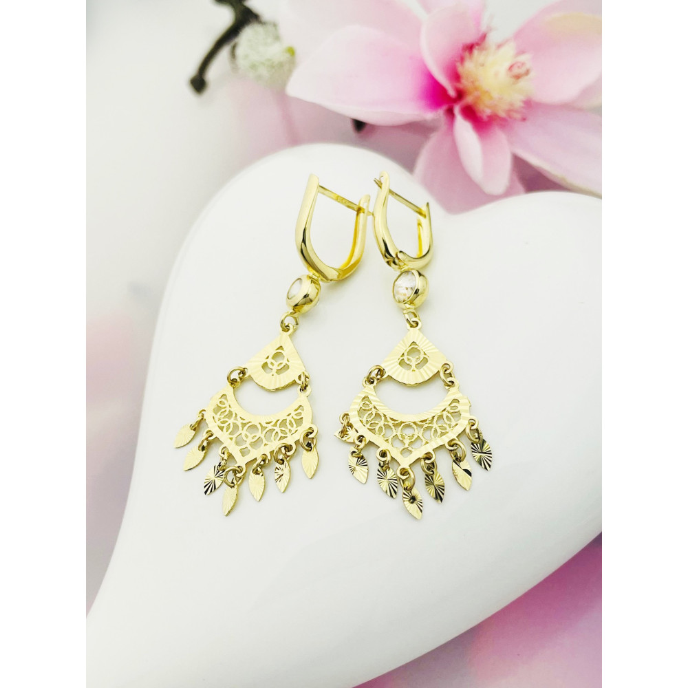 Gold Ohrringe mit Zirkonia Ohrhänger Ohrstecker Ohrschmuck Paar Gelbgold 585er 14KT