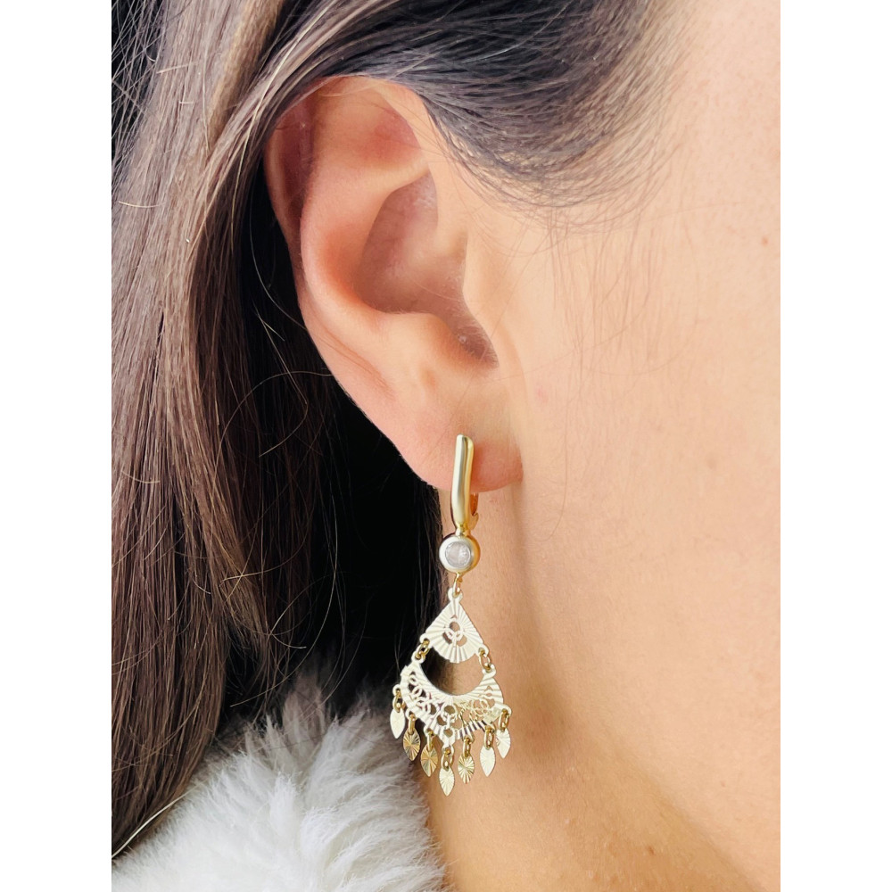 copy of Złote kolczyki kuleczki z cyrkoniami dwukolorowe