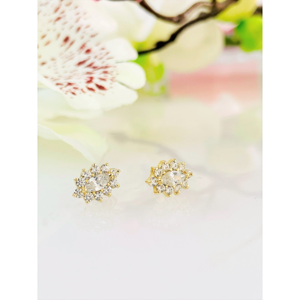 Złote kolczyki owalne z cyrkoniami