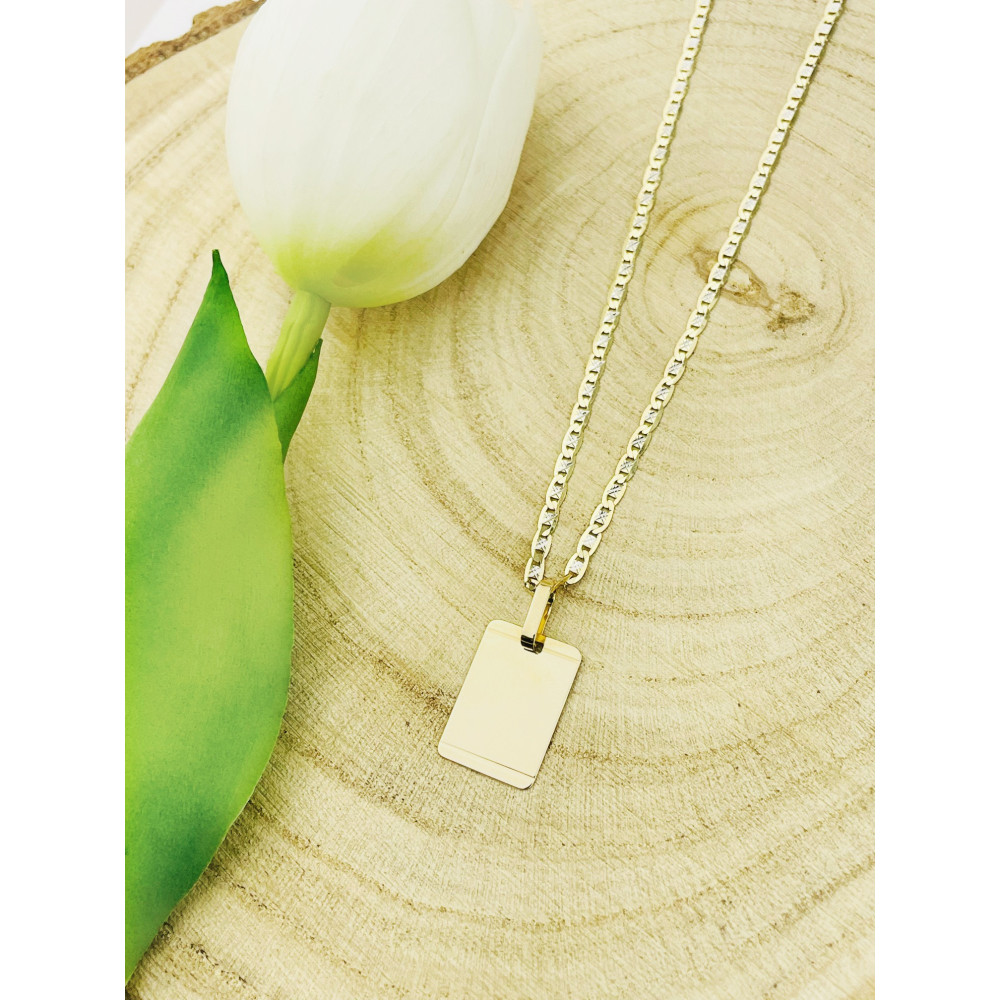 Złota zawieszka wisiorek blaszka nieśmiertelnik do grawerowania