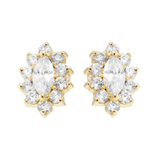 Złote kolczyki owalne z cyrkoniami