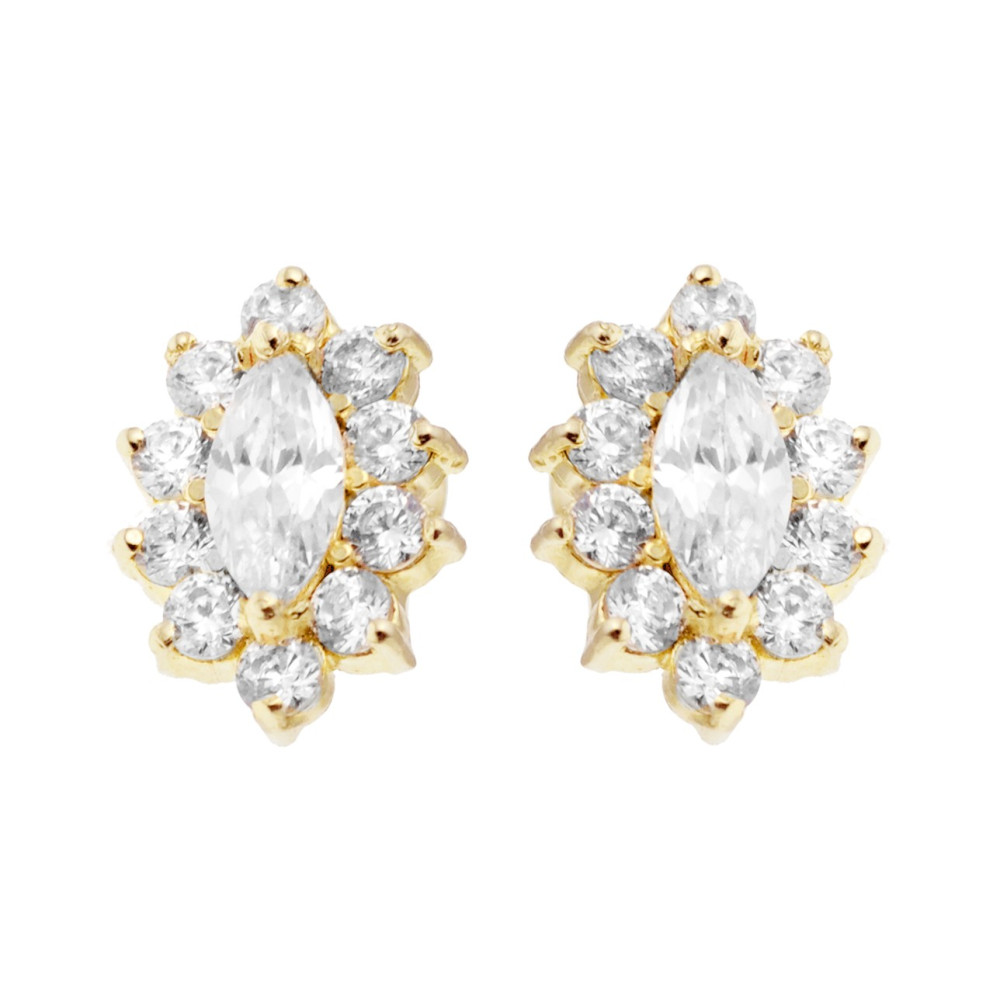 copy of Złote kolczyki kuleczki z cyrkoniami dwukolorowe