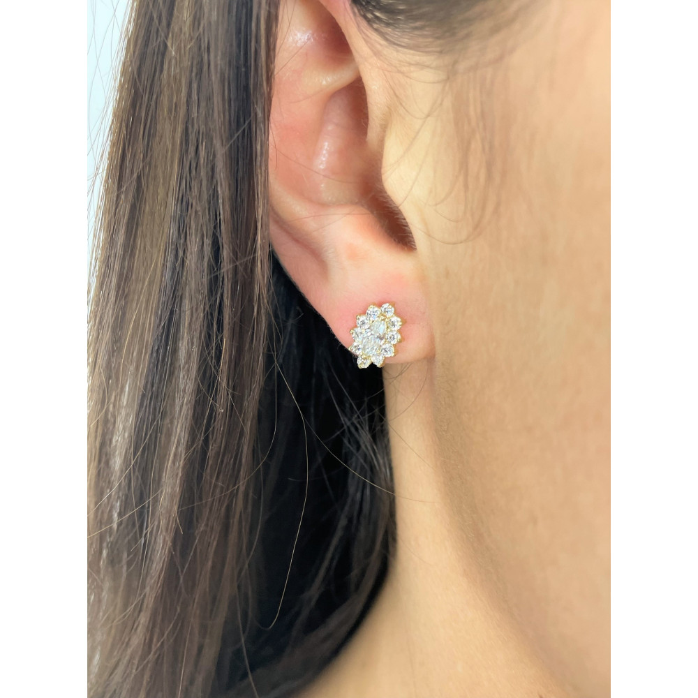 copy of Złote kolczyki kuleczki z cyrkoniami dwukolorowe