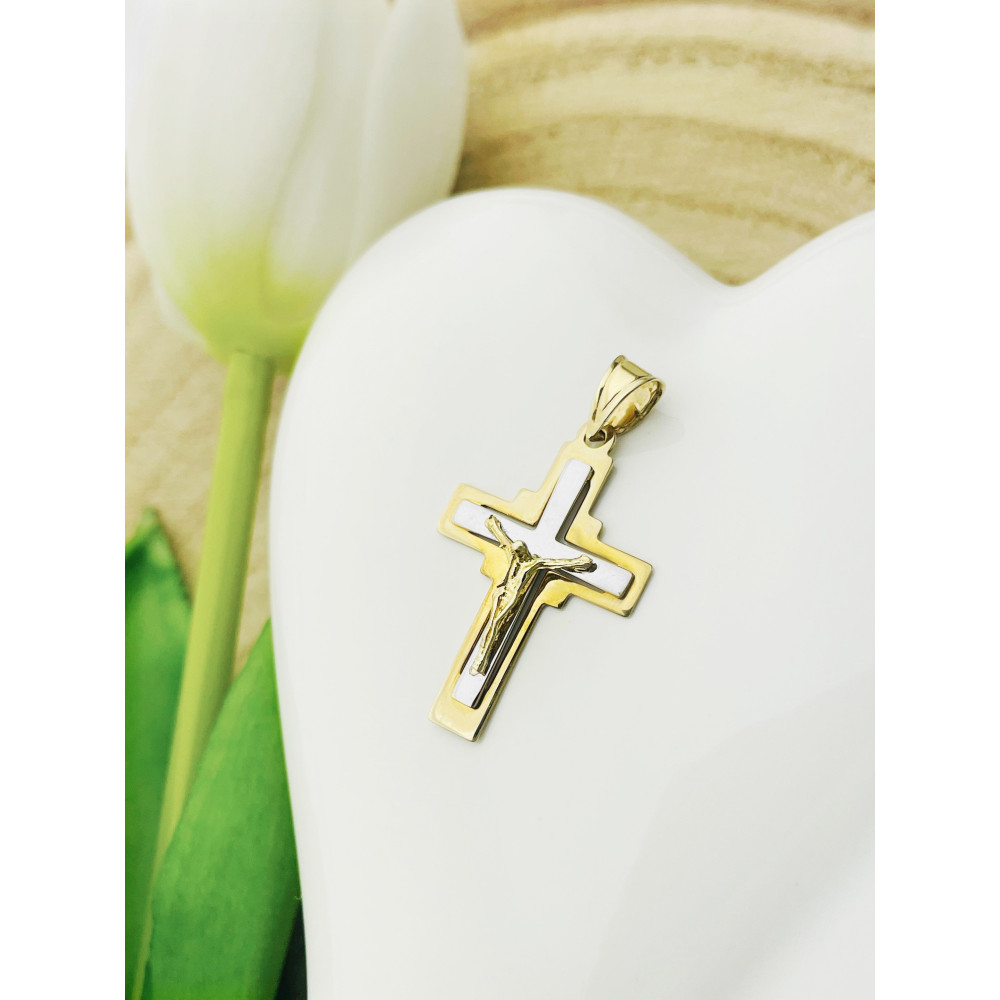 Goldanhänger Kettenanhänger Gold Anhänger Kreuz mit Jesus Goldkreuz Erstkommunion Gelbgold 585er 14KT