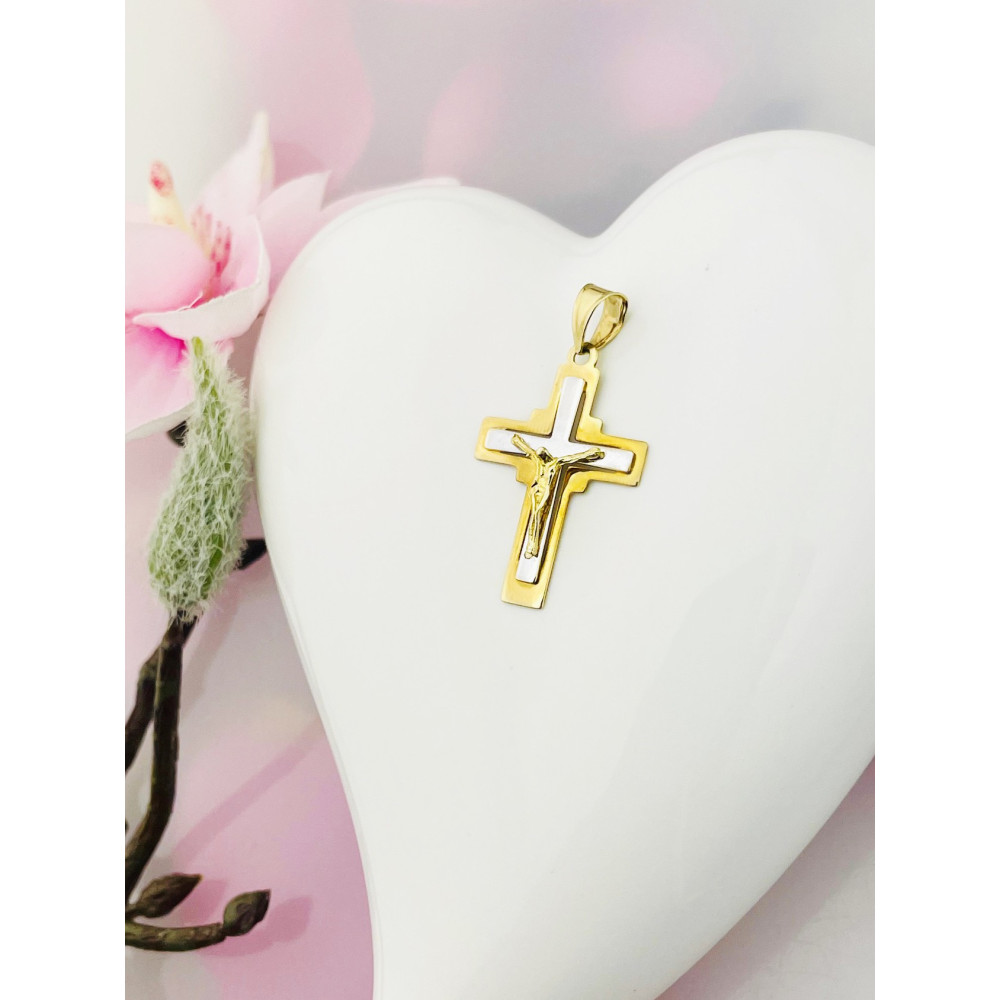 Goldanhänger Kettenanhänger Gold Anhänger Kreuz mit Jesus Goldkreuz Erstkommunion Gelbgold 585er 14KT