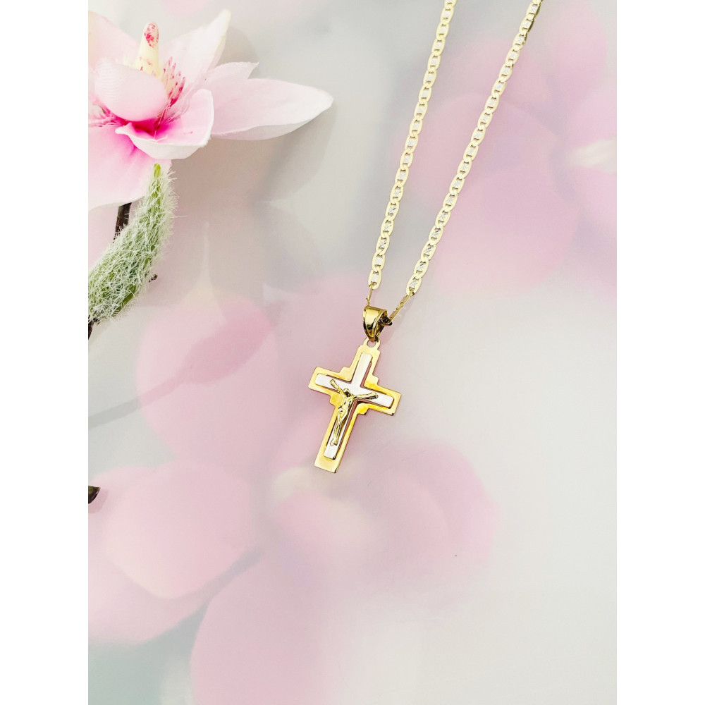 Goldanhänger Kettenanhänger Gold Anhänger Kreuz mit Jesus Goldkreuz Erstkommunion Gelbgold 585er 14KT