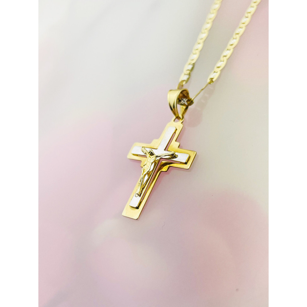 Goldanhänger Kettenanhänger Gold Anhänger Kreuz mit Jesus Goldkreuz Erstkommunion Gelbgold 585er 14KT