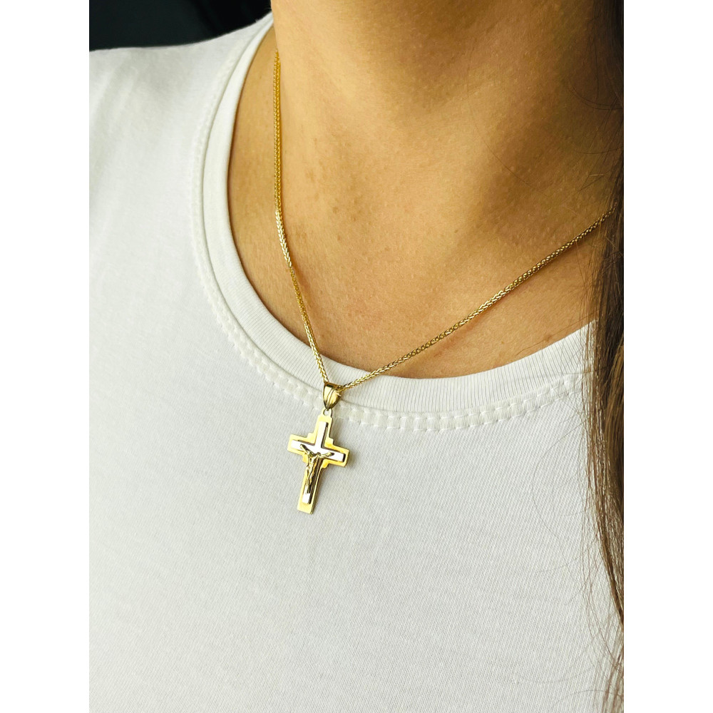 Goldanhänger Kettenanhänger Gold Anhänger Kreuz mit Jesus Goldkreuz Erstkommunion Gelbgold 585er 14KT