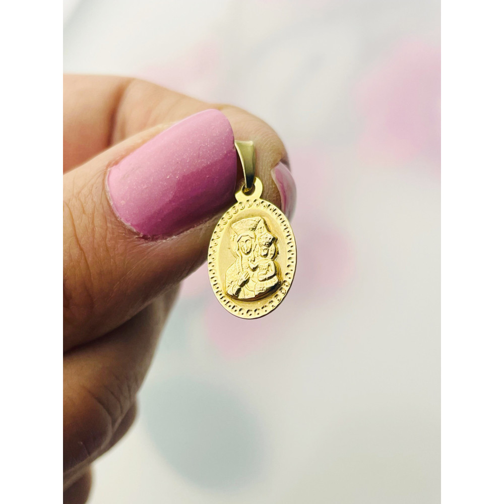 Złoty Medalik Zawieszka Matka Boska Częstochowska