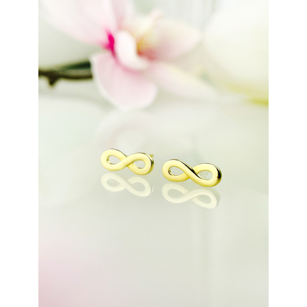 Infinity Ohrringe Ohrhänger Ohrstecker Ohrschmuck Paar Gelbgold 585er 14KT